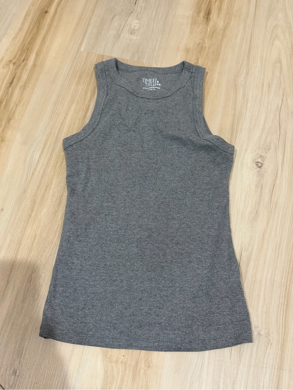 Time and Tru Charcoal Gray Ribbed Tank Top for Women